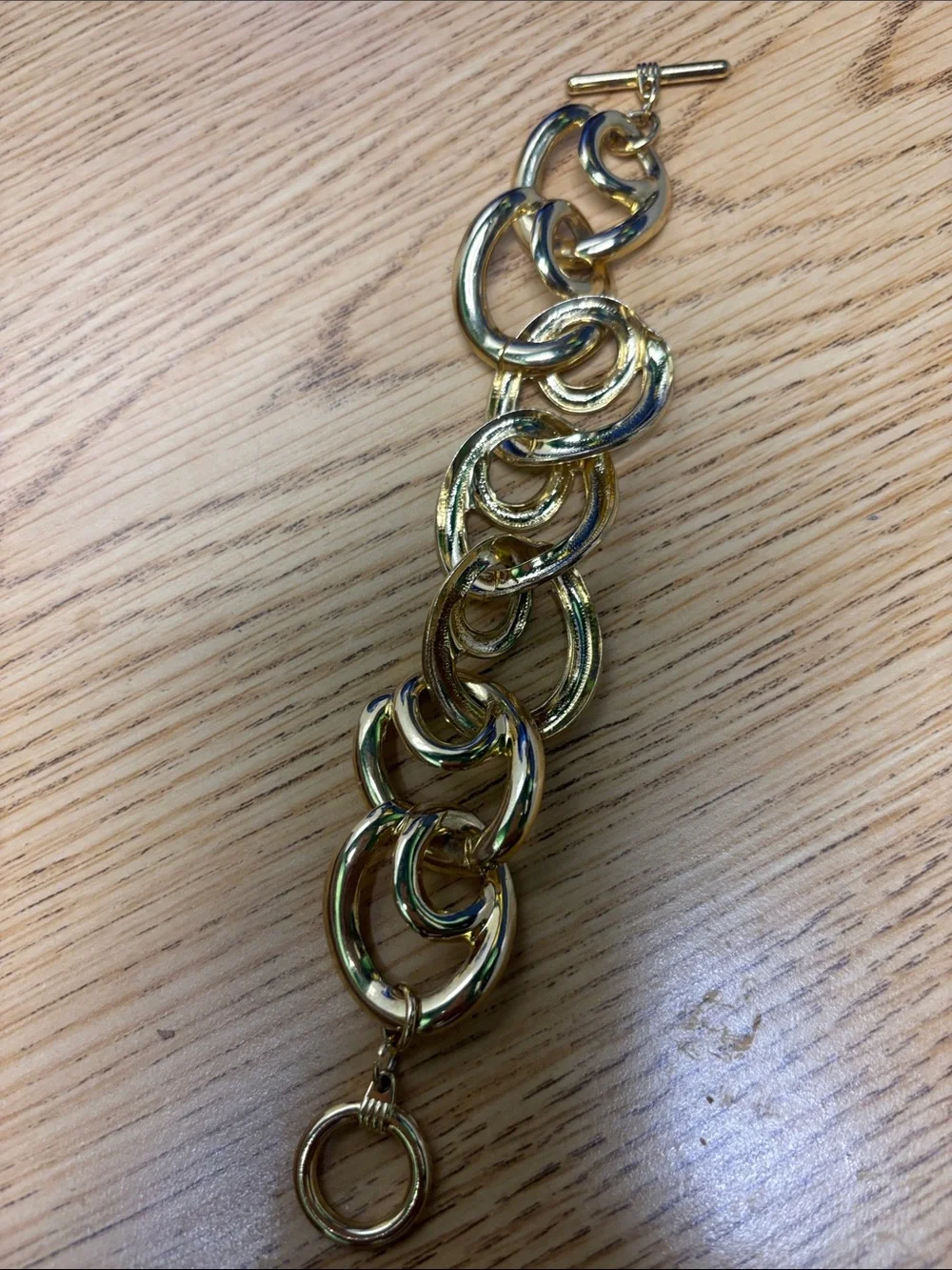 Polished Gold Link Toggle Bracelet - Women Jewelry